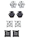 FIBO STTEL 4 Pairs Stainless Steel Stud Earrings for Men Women Cubic Zirconia Earrings,6MM