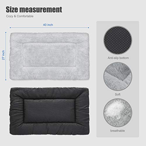 SIWA MARY Dog Bed Mat Soft Crate Pad Washable Anti-Slip Mattress for Large Medium Small Dogs and Cats Kennel Pad (42inch,Grey)