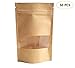 50 PCS All-Purpose Kraft Paper Stand Up Bag, Zip Lock Reusable Kraft Package Bag Storage Pouch with Notch and Transparent Window for Storing Seeds, Snack and Nuts – Brown(50, 5.5”7.8”)
