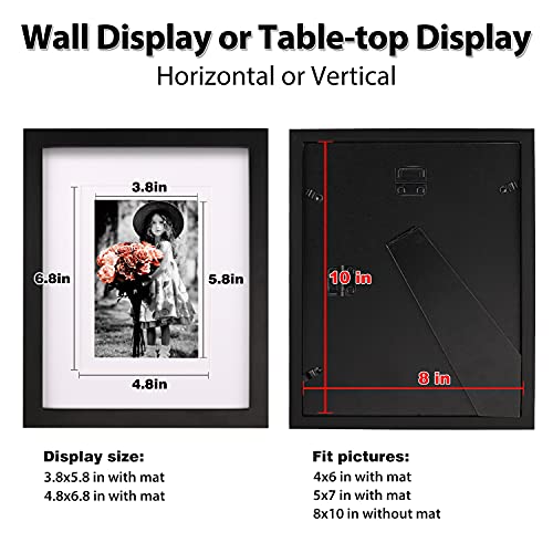 KINLINK 8x10 Picture Frames Black, Wood Frames with Acrylic Plexiglass