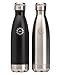 Stainless Steel Vacuum Insulated Water Bottles, 17 oz, Set of 2, BPA Free Double Walled Leak Proof Thermos Flask with Copper Lining, Drinks Stay Hot & Cold