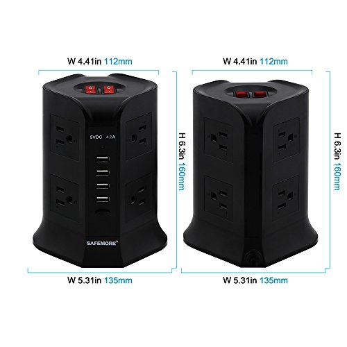 image for [Upgraded] SAFEMORE Surge Srotector 8-Outlet and 4 USB Charging Ports 
