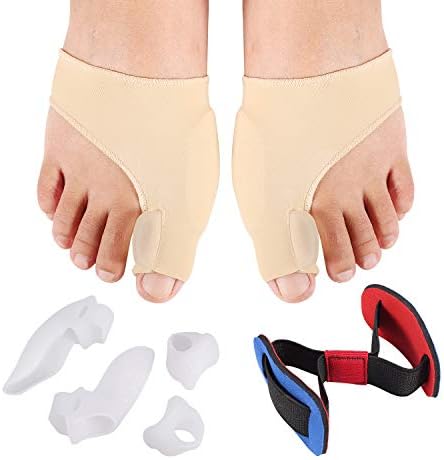 Orthopedic Bunion Corrector Protector Sleeves Kit -Treat Pain in Hallux Valgus, Tailors Bunion, Big Toe Straightener, Hammer Toe, Bunion Corrector Aid Surgery Treatment(7pcs)