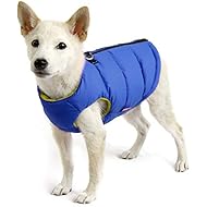 Gooby - Padded Vest, Dog Jacket Coat Sweater with Zipper Closure and Leash Ring, Solid Blue, Medium