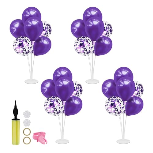 ZJDHPTY Purple Balloon Stand Centerpiece Table Decorations for Birthday Bridal Shower Wedding Engagement Mother's Day Graduation Halloween Party Decorations(Purple set4)