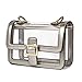 Clear Boxy Shoulder Bag Chain Strap Crossbody Purse, Silver, Size Small