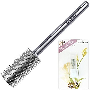 PANA Professional 3/32" Shank Size - Flat Top Large Barrel Silver Carbide Bit 2X Coarse Grit - Nail Drill Bit for Dremel Machine