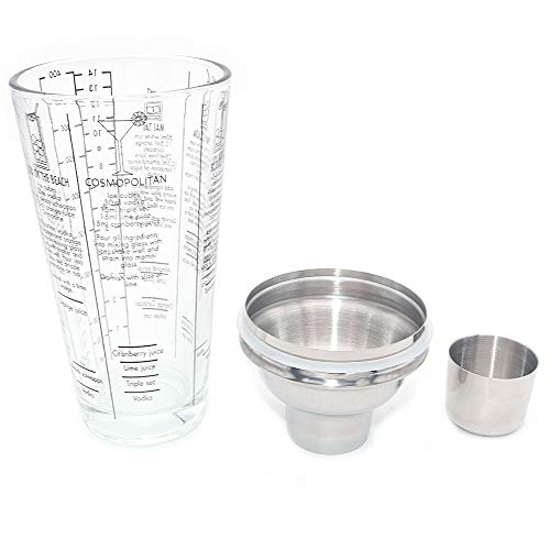 DollaTek 450(ml)/15.2(oz) Edelstahl Barkeeper Cocktail Shaker Graduierte Skala Glas Wein Martini Tequila Rum Wodka… – Bild 4