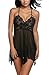 Avidlove Halter Lace Babydoll Lingerie Chemise See-through Irregular Length Dress Black XL