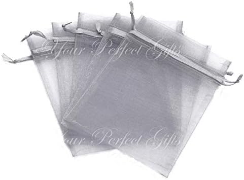 Your Perfect Gifts 100 pcs 4x6 (10x15cm) Organza Bags Wedding Favor Bags Party Gift Bags Candy Bag Jewelry Pouch Drawstring Bag FB999 (Silver - FB007)