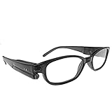 Black Hand Free Optical Full Frame Reading Glasses Eyeglasses Dual Super Bright LED Light + Batteries Carrying Case + 1.50