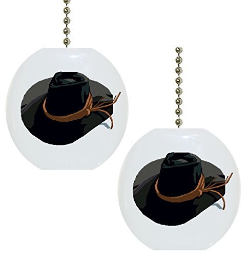 Set of 2 Cowboy Hat Farm Western Solid CERAMIC Fan Pulls