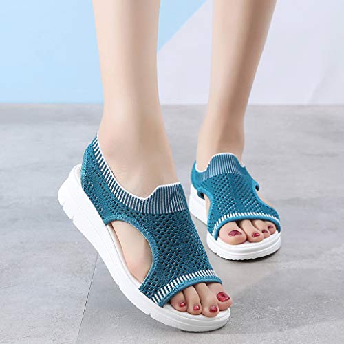 2019 New Sandal Shoes, Women Comfy Platform Sandal Shoes Summer Beach Travel Shoes Fashion Sandals Comfortable Ladies Shoes Dark Blue