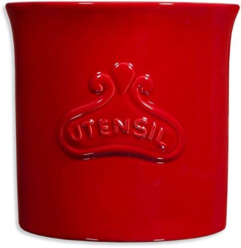 Vintage Ceramic Utensil Container- Utensil Crock With Embossed"Utensil"