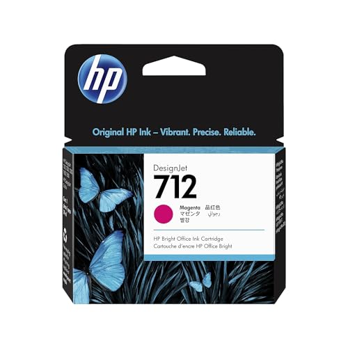 HP 712 Magenta 29 ml Original Druckerpatrone (3ED68A) mit originaler Tinte, für DesignJet T650, T630, T250, T230 & Großformatdrucker der Studio-Serie