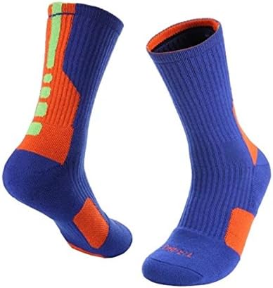 Nynelsong 3 Pack Men Dri-fit Cushion Basketball Athletic Long Sports Outdoor Socks Compression Crew Sock Size F (Shy Blue)