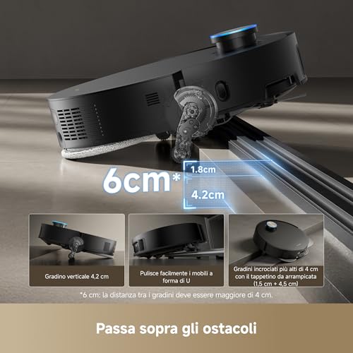 X50 Master Robot Aspirapolvere con Stazione Base Compatta da 24,9 cm, Stazione Base 8 in 1, Sistema di Superamento Ostacoli Efficace, Aspirazione Fino a 20.000 Pa, Spazzola Antigrovigli