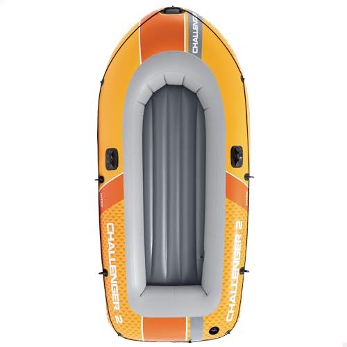 Barca Hinchable, Modelo Challenger 2, Mide 236x114x41 cm, Máx. 200 kg, para Dos Personas, Incluye remos, Bomba de inflado Manual, Parche reparación, 3 cámaras de Aire (66312)