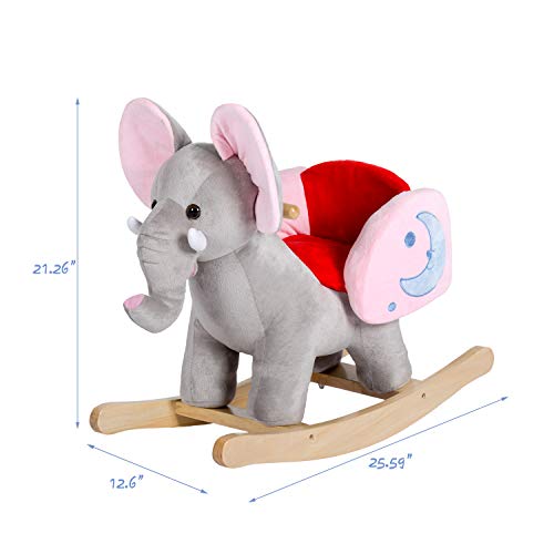 Peach Tree Rocking Horse Elephant Plush Rocker Horse Kids Ride On Toy Child Rocking Animal - Thumbnail 2
