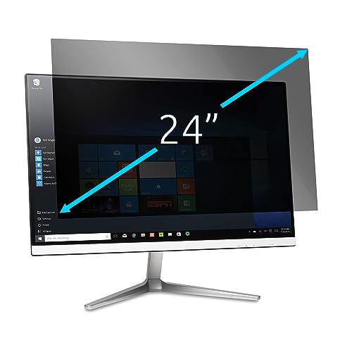 Kensington Monitor Privacy Screen Filter, 2-Way Removable Protector for 24 16:9 Monitors, Anti Glare Coating, Reversible Screen Cover with Blue Light Reduction to Prevent Eye Strain (‎628338)