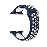 Apple Watch Sport Band, EloBeth for Apple Watch Nike Soft Silicone Quick Relelease Replacement Strap for Apple Watch Series 2 Nike+, for Apple Watch Nike Sport Band Navy/White 42mm(Medium/Large)