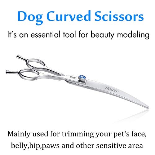 JASON 7" Curved Dog Grooming Scissors, Ergonomic Pets Cats Trimming