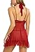 Avidlove Women Teddy Sleepwear Lace Chemise Babydoll Nightwear Set Sleepwear Dark Red XXL