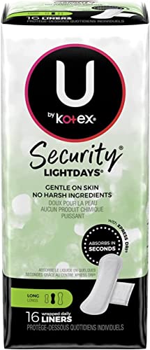 Kotex Natural Balance Absorbent Liners, Long, 16 Count (Pack of Six)