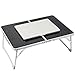Foldable Laptop Table, Superjare Bed Desk, Breakfast Serving Bed Tray, Portable Mini Picnic Table & Lightweight, Folds in Half with Inner Storage Space - Black