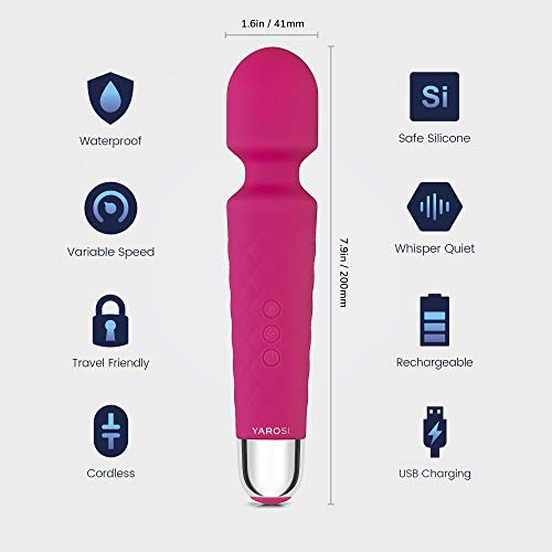 ❤️Yarosi Cordless Wand Massager Waterproof & Strong Back, Neck Massage Stress Magic Relief - Powerful Therapeutic Vibrating Mode- Best Rated for Travel Gift- Perfect Muscle Aches & Personal Recovery