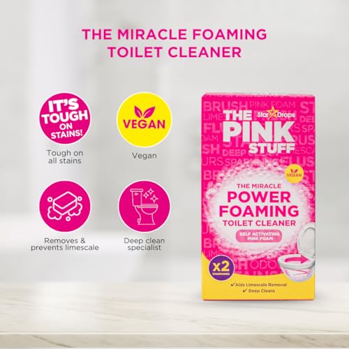 STARDROPS – THE PINK STUFF – THE MIRACLE POWER FOAMING TOILET CLEANER – 2 TREATMENTS – SELF ACTIVATING PINK FOAM PACK OF 1 (7 OUNCE)