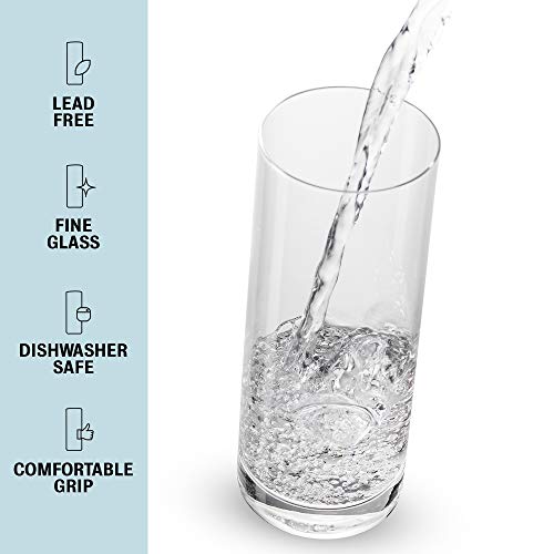 Durable Drinking Glasses [Set of 6 16 Ounces]Clear Water Glass Cups