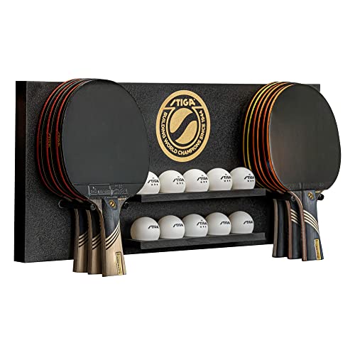 STIGA Ping Pong Storage Wall Rack | Holds Up to 10 Balls and 6 Paddles | Easy M…