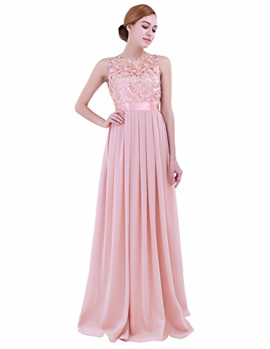 iEFiEL Summer Wedding Floral Lace Crochet Bridesmaid Chiffon Dress Evening Gown