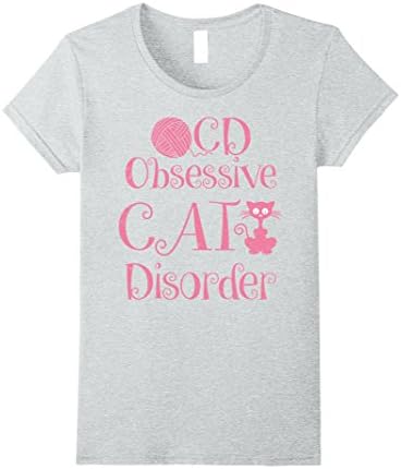 Womens OCD Obsessive Cat Disorder Cute Funny T-Shirt Small Heather Grey