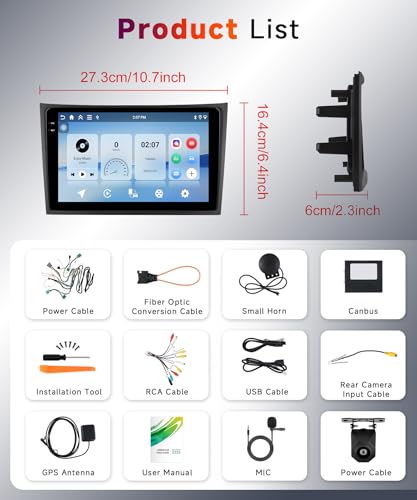 【4+128G】 Hodozzy Carplay Car Radio for Volvo XC90 2004-2013, 10 Inch In-Cell Screen Android Car Radio with Bluetooth 5.0/Android Auto/WiFi/GPS/RDS/FM/USB/DSP