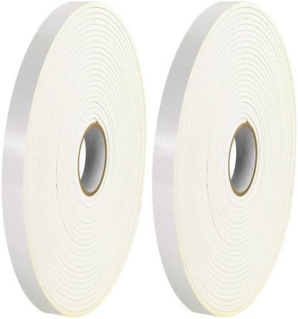 GAPCO Polyethylene Double Sided Foam Tape, 1/8" Thick, 36 yds Length x 1/2" Width, White (Case of 2)