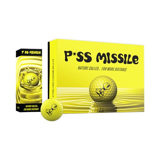 P*ss Missile Distance Golf Balls - 4-Piece Design, Surlyn Cover, High Compression Core - Lower Spin, Better Trajectory for Longer, Straighter Shots