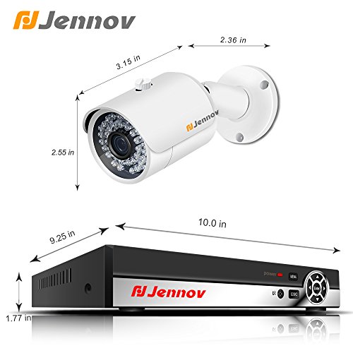 POE Security Camera System, Jennov 4 Channel 1080P PoE Security System CCTV Home Surveillance Outdoor IP Cameras Night Vision Power Over Ethernet, Motion Detection(No Hard Drive)