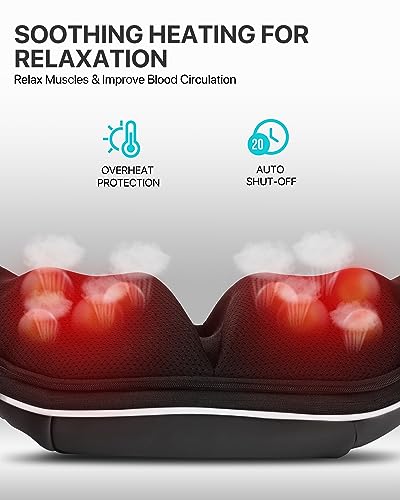 Neck Massager with Heat, 3D Neck Massager Shiatsu Massager for Back Shoulder, Christmas Gifts for Dad Mum, Back Massager for Women Men