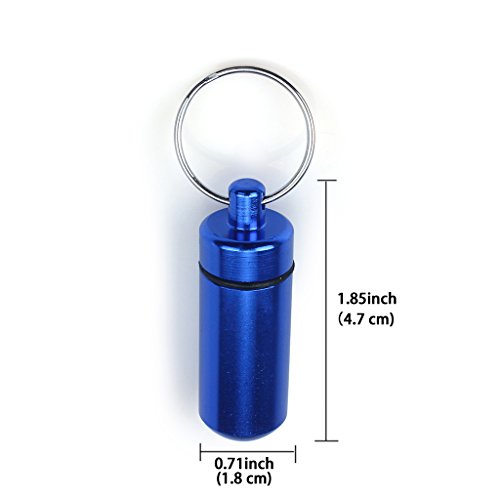 Ewinever 10-Pack Waterproof Aluminum Pill Box Case Bottle Holder Container with Keychain Multi Colors