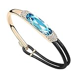Xingzou Bangle Bracelets For Girls Women, LT.Blue Crystals From Swarovski,18K Gold Plated Jewelry