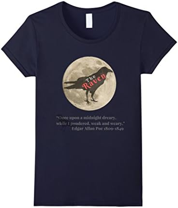 Womens The Raven T Shirt Edgar Allen Poe Fans Large Navy