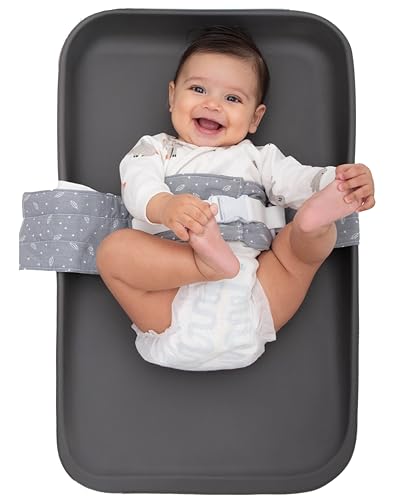 COZINUS Changing Pad Strap – Soft, Adjustable & Secure Anti-Escape for Infants 0-24 Months. Universal Fit for Changing Pads & Changing Tables, Easy-Clean Fabric. Comfortable & Portable (Grey)