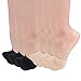 Flammi 6 Pairs Women’s Toe Toppers Liner Socks Cotton Half Socks No Show w/Non-Skid Bottom for Mules (3 Beige+3 Black, Shoe Size 6-8.5 US)