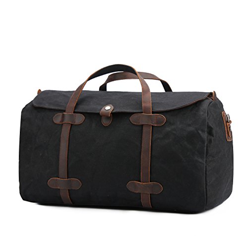 Oversize Waterproof Waxed Leather Canvas Travel Tote Duffle Bag
