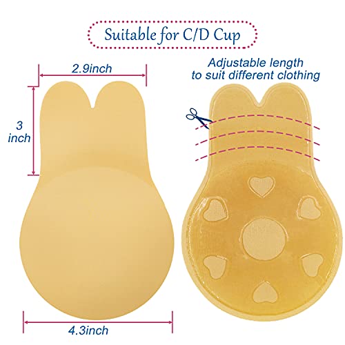2 Pairs Invisible Adhesive Bra,Sticky Backless Strapless Bra,Push Up Large Breast Lift Nipple Covers for Women for C/D Cup