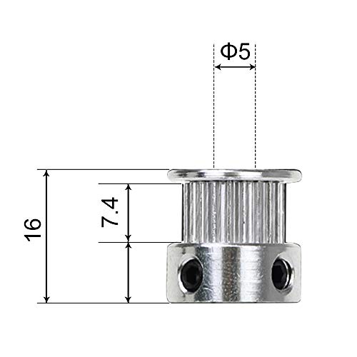 image for Dorhea 5PCS Aluminum GT2 Timing Pulley 20 Teeth Bore 5mm Width 6mm Bor