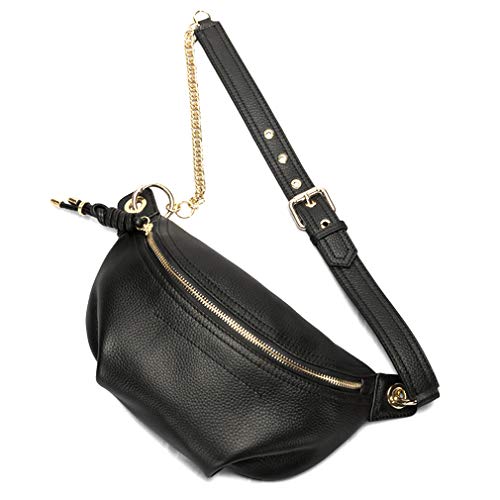 leather fanny pack black