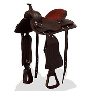 Festnight Sella Western/Sella per Monta Western Equitazione Completa Testiera e Pettorale in Vera Pelle 17" Marrone/Nero